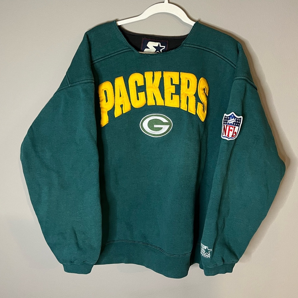 STARTER Green Packers Crewneck Sweater